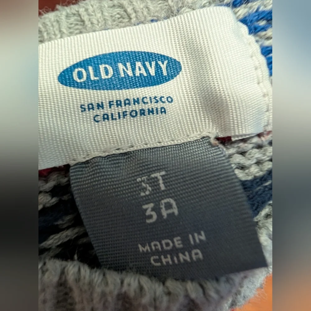 Old Navy & GAP Kids Red Plaid Shirt and Blue Patterned Sweater
